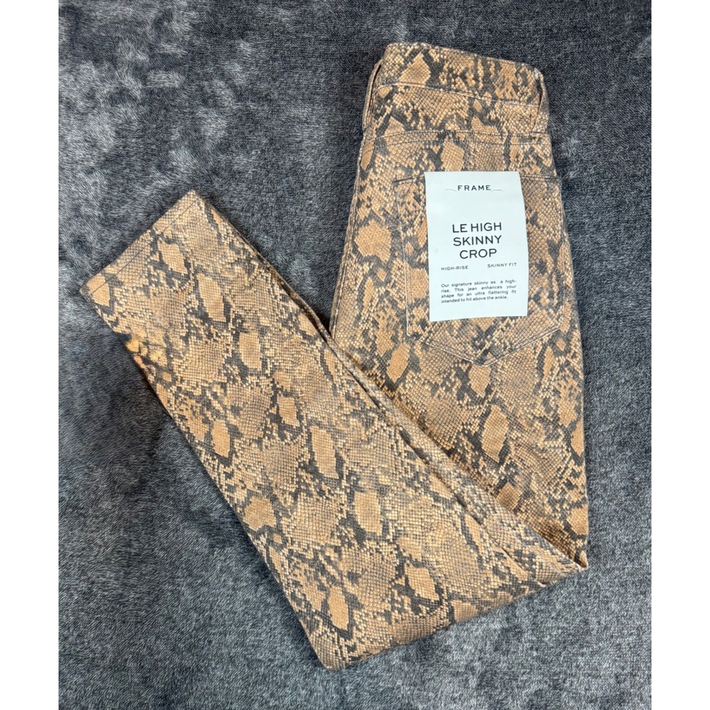NWT FRAME Le High Skinny Crop Jeans Snake Print High Rise Skinny Fit Size 28